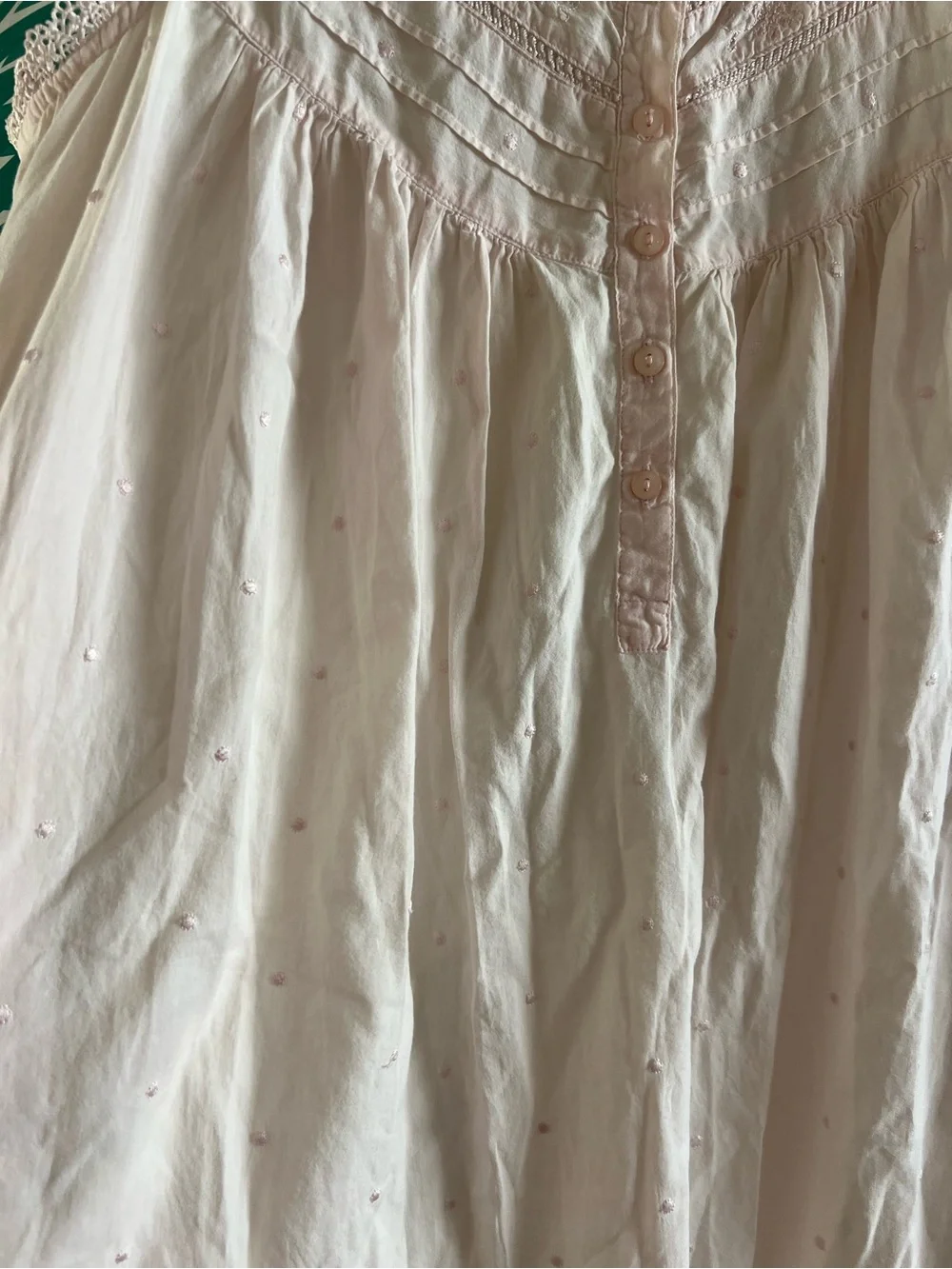 Erika Lace Lace-Trim Chemise mini dress in Light Pink w/ Swiss dot L vintage